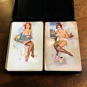 1960s 2 Decks - Fritz Willis Pinup Art Playing Cards - with Original Promotional Box - Brown & Bigelow
