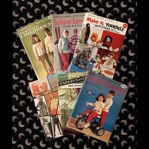 1960s Knitting Crochet Pattern Booklets - Set of 6 - Moonbeam Bundle