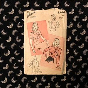 Vintage Sewing Pattern Advance 2948 - Blouse with Long or Short Sleeves