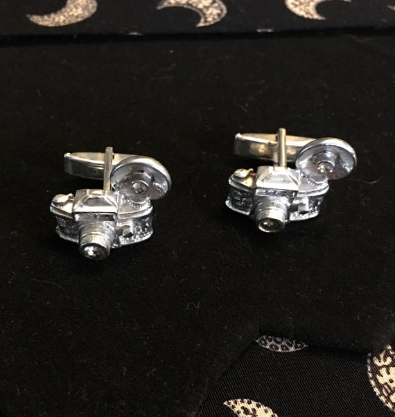 Vintage Flash Camera Cuff Links - Silver Tone wit… - image 4