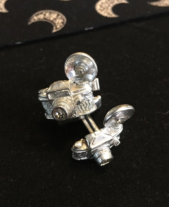 Vintage Flash Camera Cuff Links - Silver Tone wit… - image 3