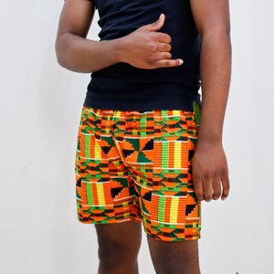 African Kente Print Beach Shorts Men Sports Underwear Swimwear