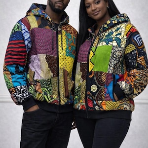 Unisex Patchwork Ankara Jacket – Vibrant Bohemian Bomber Style