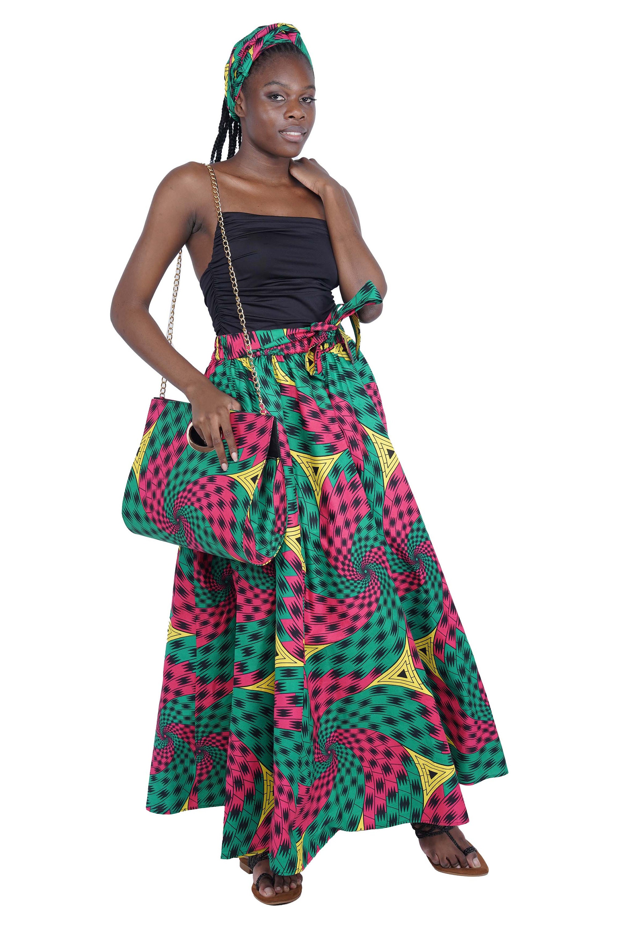 African Print Long Skirt 8 Panel - Etsy