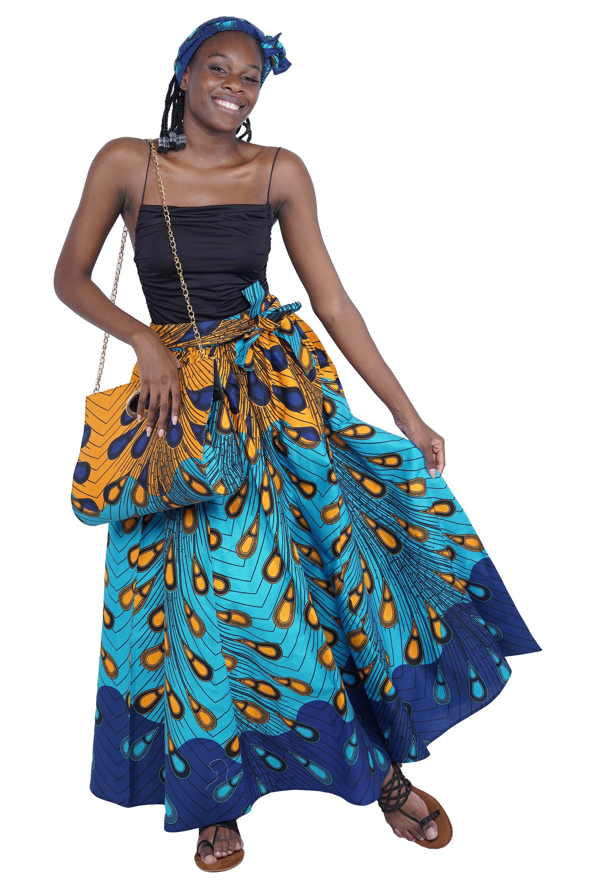 African Print Long Skirt 8 Panel - Etsy