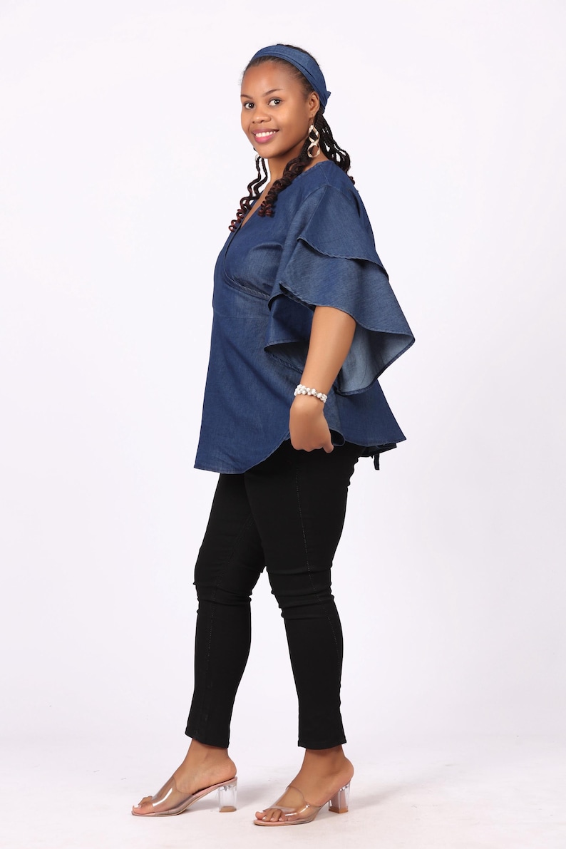 Denim Wrap Top image 4