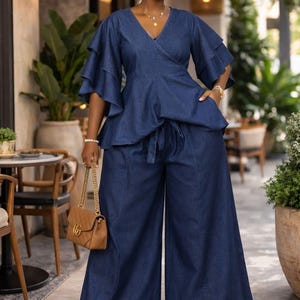 Denim Wrap Top image 2
