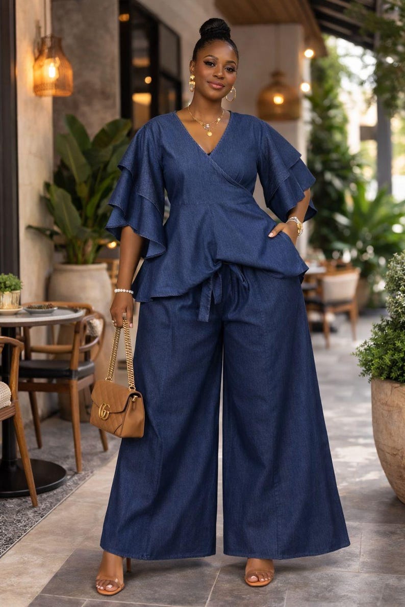 Denim Wrap Top image 2