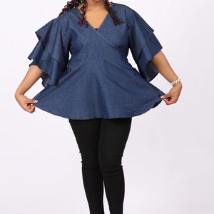 Denim Wrap Top image 3