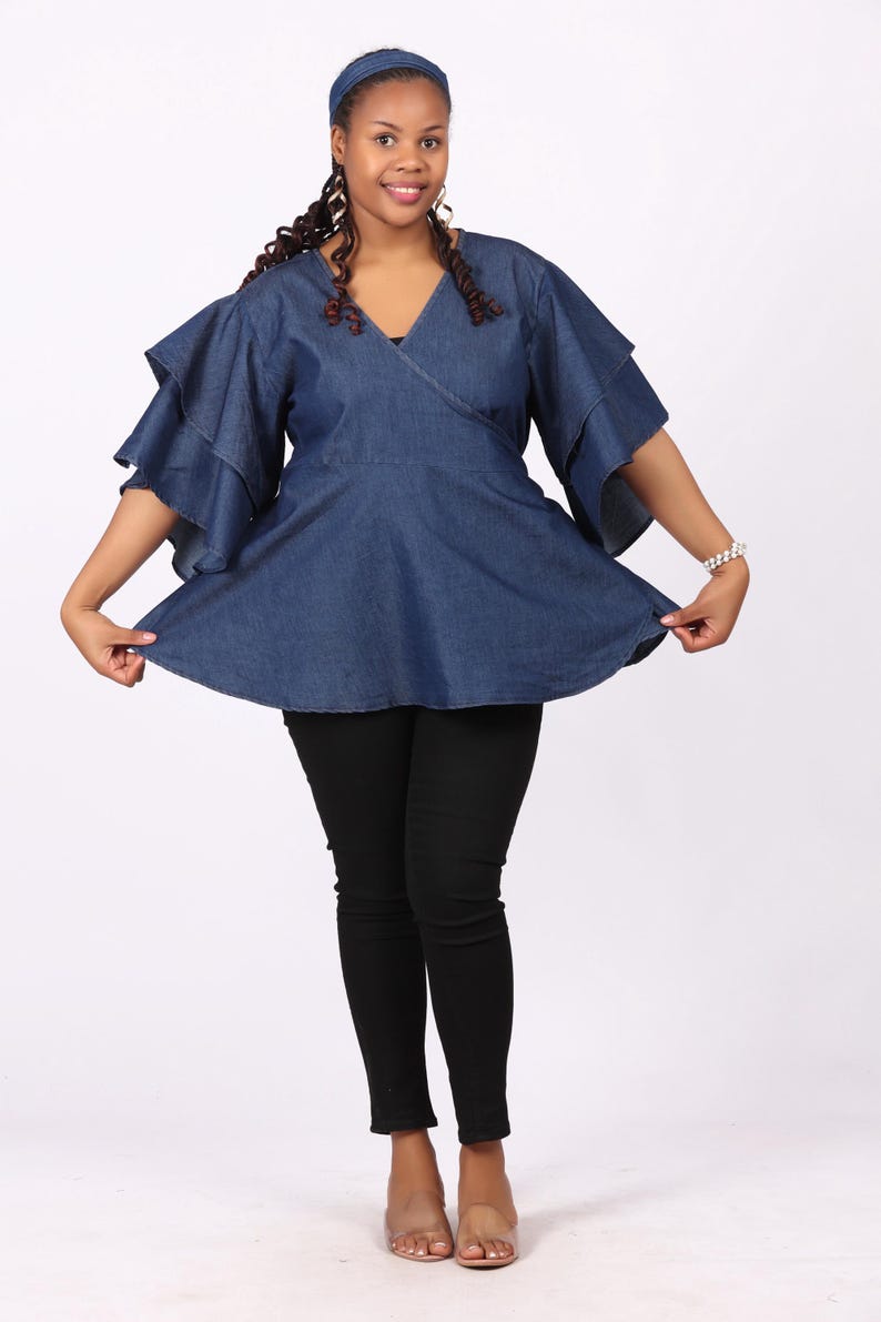 Denim Wrap Top image 3