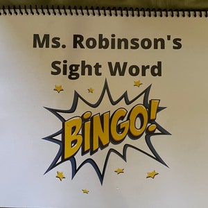 Bingo: Kindergarten High Frequency Words