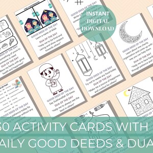 Ramadan kinderactiviteit kaarten goede daad en dua afdrukbare digitale download | Ramadan-kinderactiviteit | Dua-kaarten voor kinderen | Ramadan-adventskalender