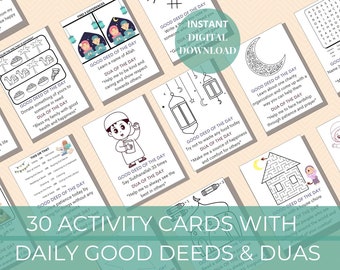 Ramadan Kids Activity Good Deed & Dua Cards Printable Digital Download | Ramadan Kids Activity | Kids Dua Cards | Ramadan Advent Calendar