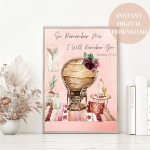 Druckbare Islamische Wandkunst | Islamisches Zitat | Inspirierendes Zitat | Boho Blumen Islamische Wandkunst | Ramadan | Eid