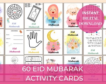 Eid Mubarak Kids Activity Cards Printable Digital Download | Eid Kids Activity | Kids Eid Cards | Eid Goody Bag | Eid Gift | Eid School Card