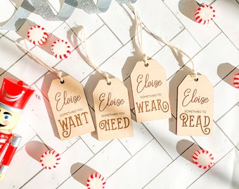 Want Need Wear Read Personalized Christmas Gift Tags, 4 Gift Rule Name Tags, Something Gift Tags, Minimalist Gift Ideas, Reusable Gift Tag