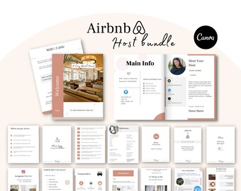 Airbnb Welcome Bundle | Welcome Guide Template in Canva | Editable Templates | Wifi Sign | Printable Signs