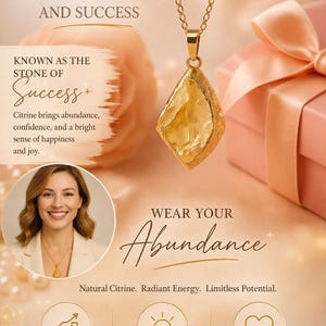 Natürliche Citrin Halskette - Echter gelber Kristall Anhänger, roher Heilstein Schmuck, November Geburtsstein Geschenk für Frauen, Energie und Fülle