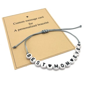 Pulsera de palabra personalizada, pulsera de cuentas con nombre personalizado, pulsera de cuentas con letras personalizadas, pulsera con nombre para niños, pulsera para mamá, regalo personalizado para amiga