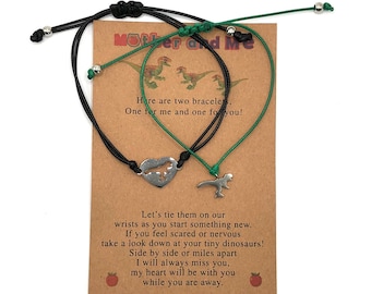 Mom and Son Bracelet Set Father Matching Bracelet Gift For Mom Daughter Mommy and Me Dinosaur Matching Gift For Son Gift for Dad from Mother