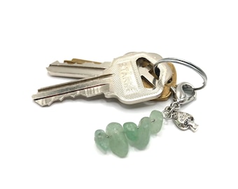 Green Aventurine Keychain Necklace Natural Stone Green Aventurine Zipper Pull Crystal Pendant Amulet Healing Birthday Gift Mushroom Pendant