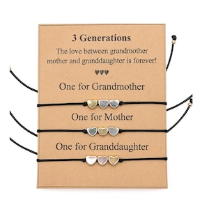 3 Generations Bracelet Set – Handmade Matching Bracelets for Grandma, Mom & Granddaughter – Meaningful Gift for Birthday, or Christmas