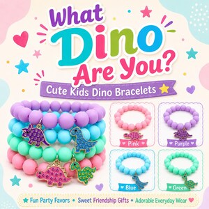 Girls Dinosaur Beaded Bracelet For Daily Wear Friendship Bracelets Toddler Gift Tiny Dinos Bracelet T-Rex Gift for Little Girl Kids Jewelry