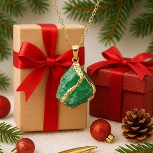 Aventurin Kristall Halskette - Geld Glück & Fülle Edelstein Anhänger - Natürlicher Rohstein Schmuck - Weihnachtsgeschenk für Sie Bild 11
