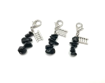 Onyx Keychain Black Necklace Natural Stone Black Onix Zipper Pull Crystal Irregular Pendant Onyx Amulet Healing Special Gift Ladder Pendant