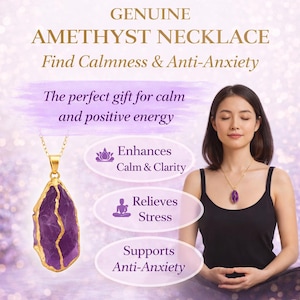 Natürliche Amethyst Kristall Halskette, Heilung & Beruhigung Schmuck, Februar Birthstone Anhänger, Frieden und positive Energie Weihnachtsgeschenk für Sie