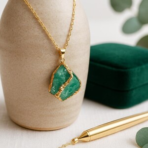 Aventurin Kristall Halskette - Geld Glück & Fülle Edelstein Anhänger - Natürlicher Rohstein Schmuck - Weihnachtsgeschenk für Sie Bild 6