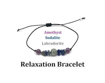 Relaxation Bracelet Amethyst Sodalite Labradorite Bracelet Natural Stones Mindful Energy Peaceful Vibes Support Soothing Spiritual Gift