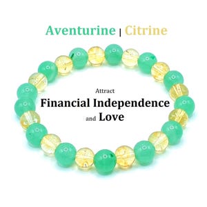 Aventurine Citrine Bracelet Crystal to Attract Financial Independence and Love - Stone of Opportunity - Crystal Prosperity Wealth Gemstone