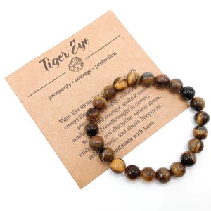 Tiger Eye Bracelet for Prosperity Courage and Protection Natural Stone Jewelry Handmade Healing Crystal Bracelet for Strength and Confidence
