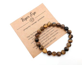 Tiger Eye Bracelet for Prosperity Courage and Protection Natural Stone Jewelry Handmade Healing Crystal Bracelet for Strength and Confidence