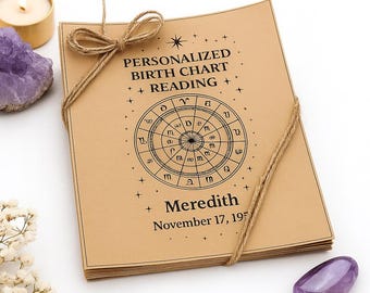 Personalized Birth Chart Reading, Astrological Natal Chart Cards, Personal Horoscope Analysis, Custom Zodiac Interpretation + Crystal Gift