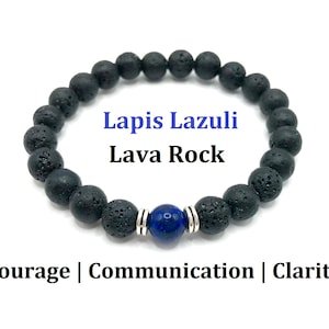 Lapis Lazuli & Lava Rock Bracelet - Essential Oil Diffuser, Healing Stone