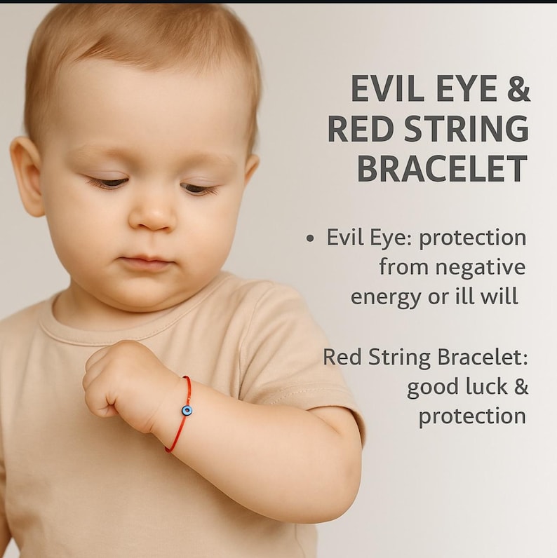 Red String Baby Bracelet Traditional Red Bracelet Children Kabbalah Red Thread Newborn Baby Gift Toddler Protection Red Thread Mal de ojo image 1