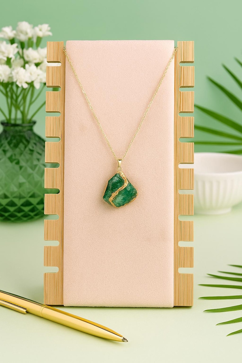 Aventurin Kristall Halskette - Geld Glück & Fülle Edelstein Anhänger - Natürlicher Rohstein Schmuck - Weihnachtsgeschenk für Sie Bild 9