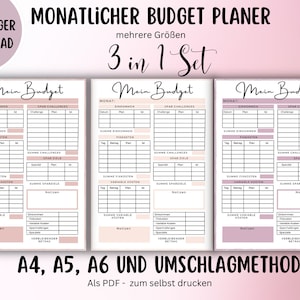 Budget planner German, fixed costs for binder, savings tracker, financial planner German to print out, household book, PDF A4, A5 & A6