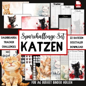 Savings Challenge Set Cats PDF Savings Game Budget Binder A6 Savings Binder Digital Download Cat Pet Envelope Method Download PDF