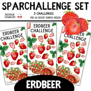 Strawberry Savings Challenge A6 Set Savings Challenge Set Savings Game Envelopes Budget Planner Game Digital Download Envelope Method Savings Game Fruit