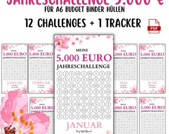 Annual Challenge 5000 | 12 Months | A6 PDF | Budget Binder | Tracker