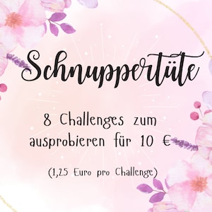 Schnuppertüte Set Sparchallenge Printversion 8er Set passend für A6 Umschläge im Budgetbinder - Umschlagmethode Druck