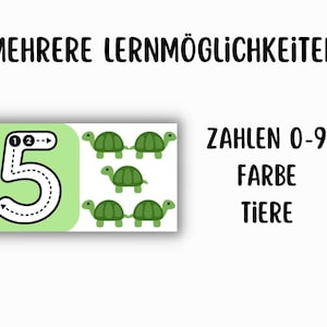 First numbers tracing early support swing exercise Tiny Book 10 cards daycare PDF writing template download preschool German numbers painting image 4