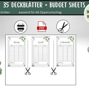 35 Dashboards Cover Sheets Tracker Eucalyptus for A6 A5 Envelopes Envelope Method in Budget Binder Digital PDF Download image 7