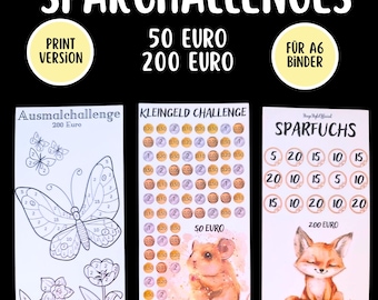 Sparchallenge Set Print | Schmetterling, Sparfuchs & Hamster | A6 | 650 Sparziel