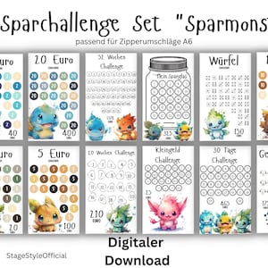 The "Little Savings Monster" Savings Challenge Set Envelopes Budget Planner Digital Download Envelope Method