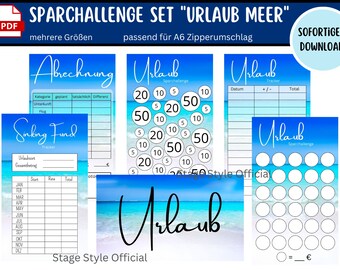 Sparchallenge Urlaub Budget Planer Komplettset Urlaub Challenges, Budget Sheet, Sinking Fund, Abrechnung, Dashboard deutsch PDF Download