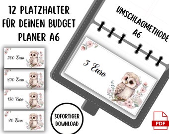 Placeholder 5 10 20 50 100 200 500 1000 Budget Planner Set Envelope Method Fits A6 Holder Saving Savings Binder
